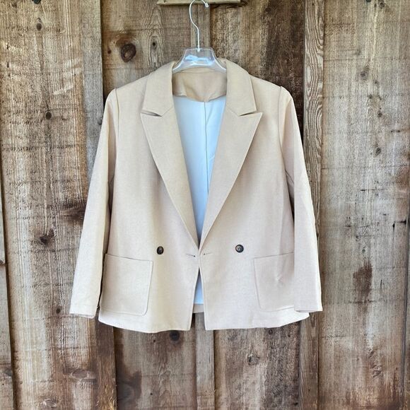 Sidefeel Casual Blazer Open Front Button Office Suit Jacket - Picture 3 of 10